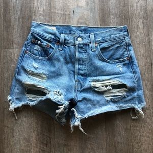 Levi’s Premium 501 Distressed Denim Shorts - 25W